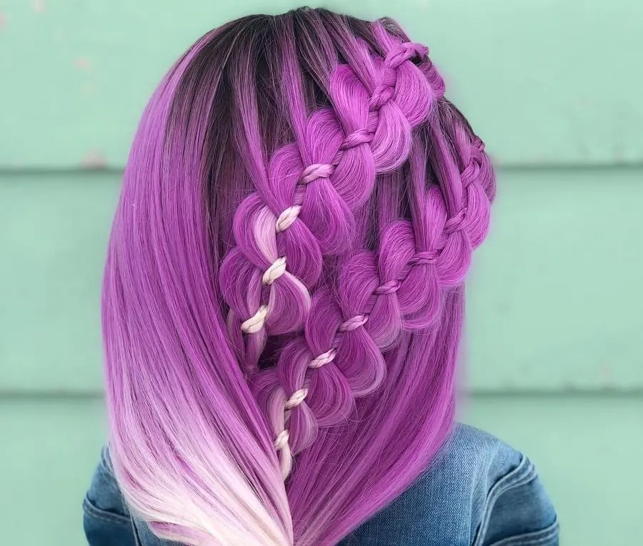 dyed hair with four strand braids
