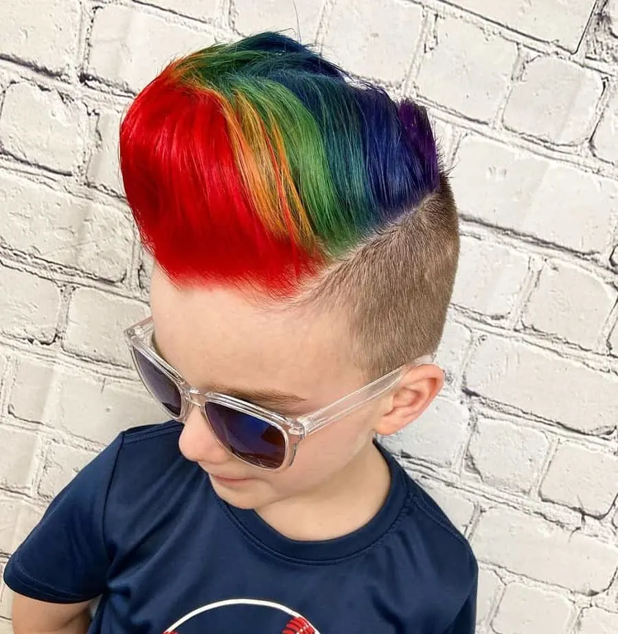 dyed long top short sides haircut for boys
