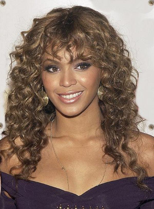  Natural Long curly with bangs hair for women 