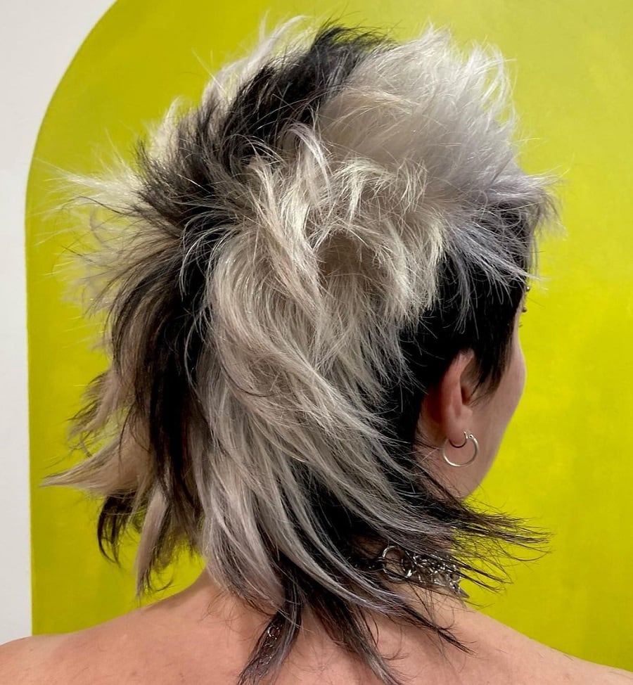 edgy skunk stripe hairstyle