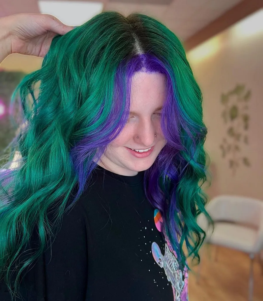 emerald green and blue hair