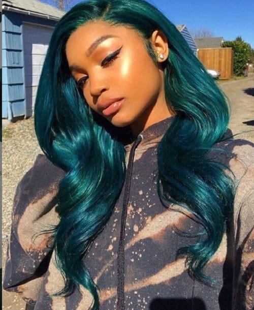 Black girl Green hair