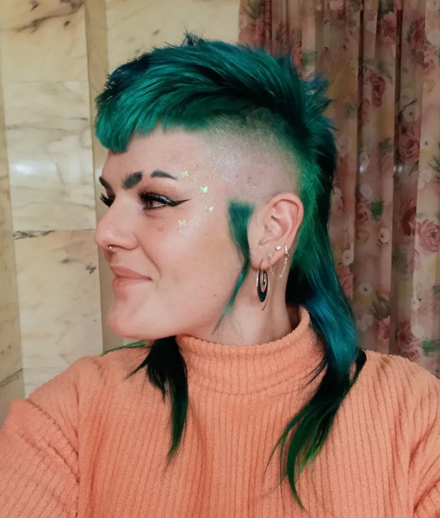 emerald green mullet hair