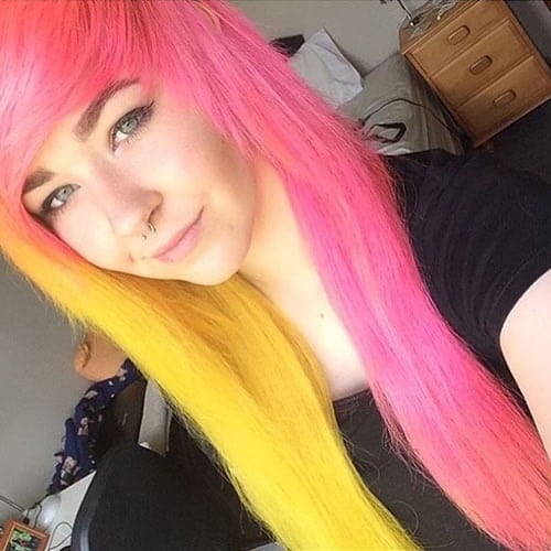 multi coloured emo bangs