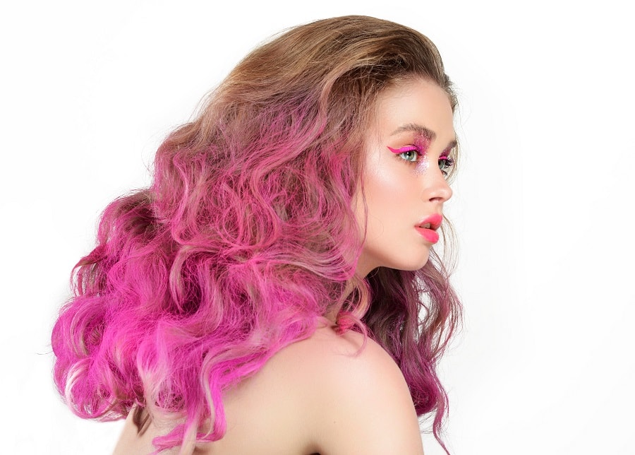 face slimming dark pink ombre hair color