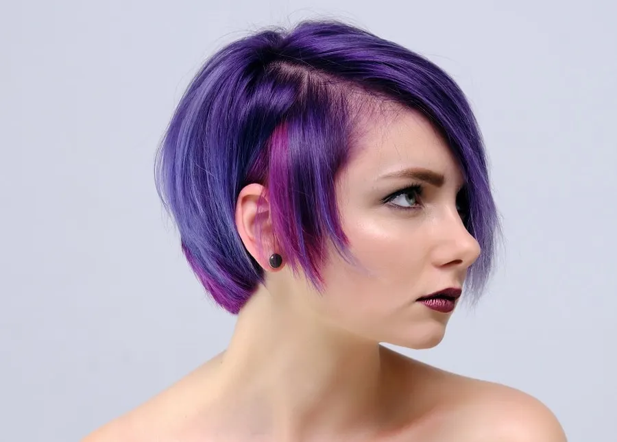 face slimming purple hair color for short hair