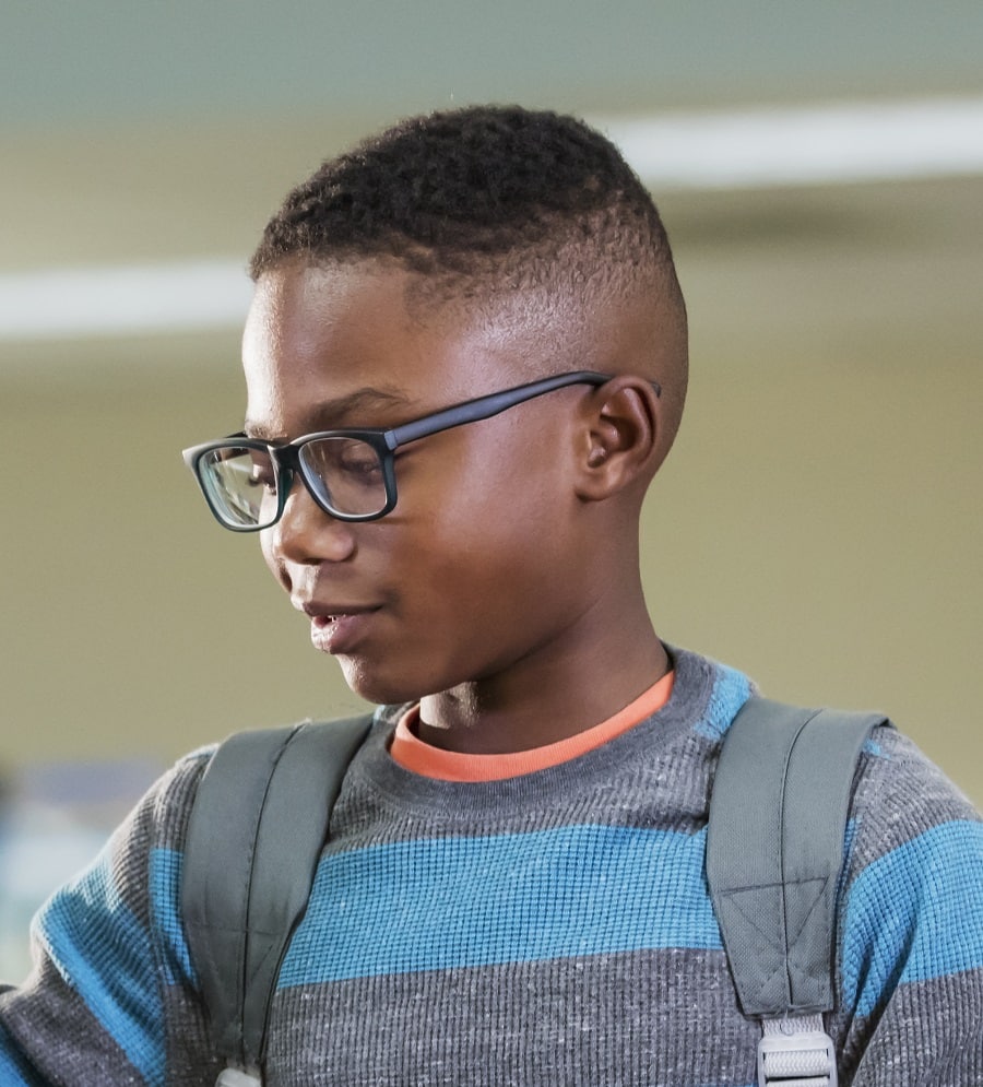 fade haircut for boys with glasses