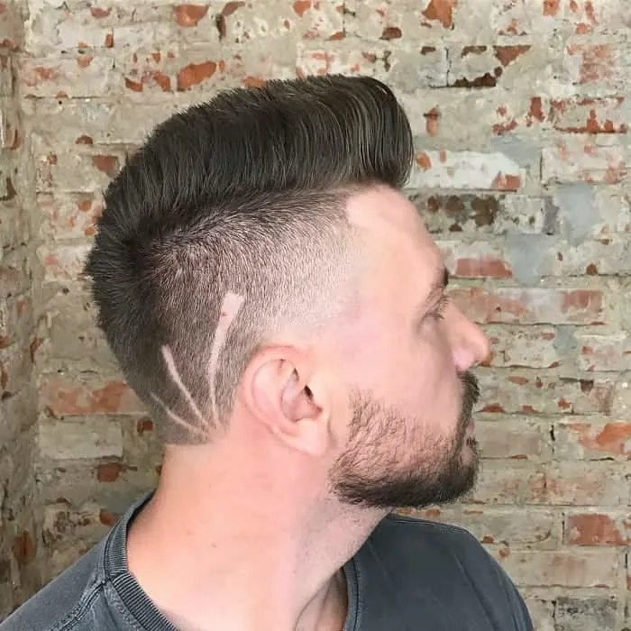 Low Fade Faux Hawk with Extended Lines