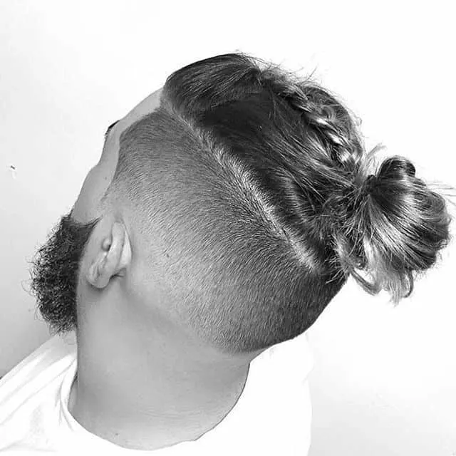 Braided Topknot with Fade for Men