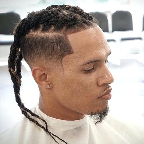 Long Braids with Fade for Men