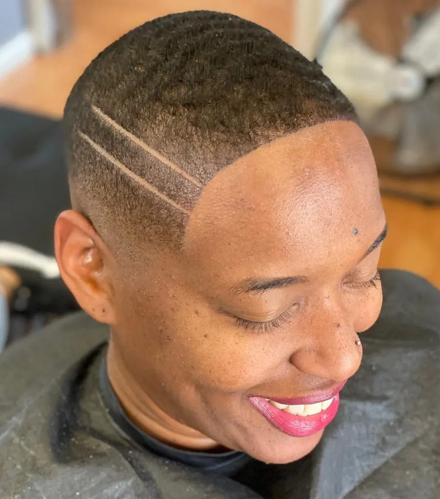 fade with design for black women