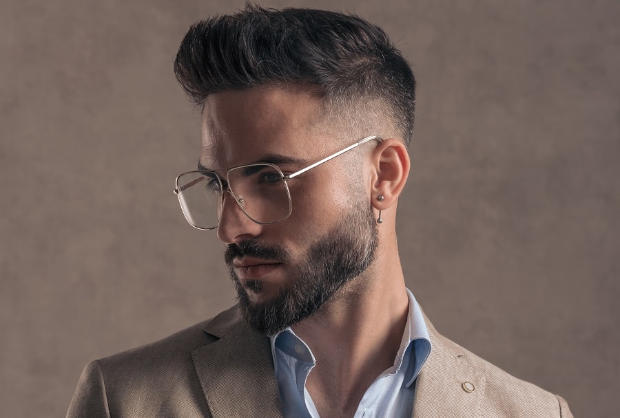 faded beard for men with glasses