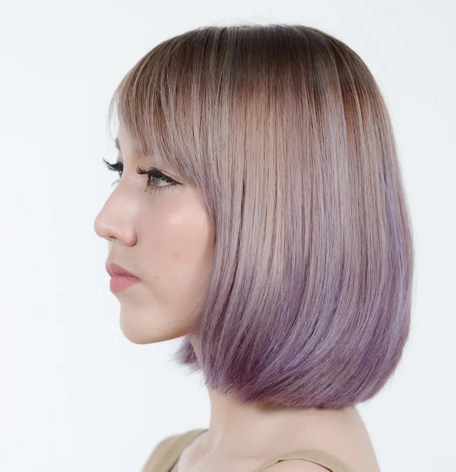 faded purple Asian bob