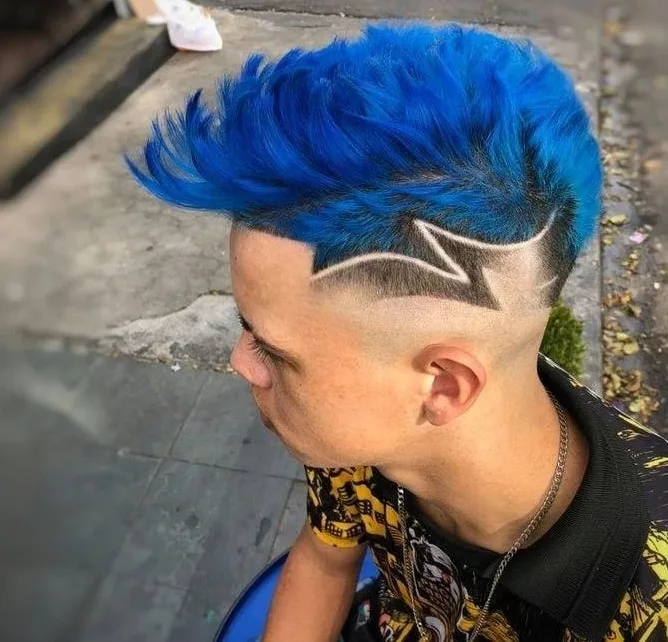 boys faux hawk with design