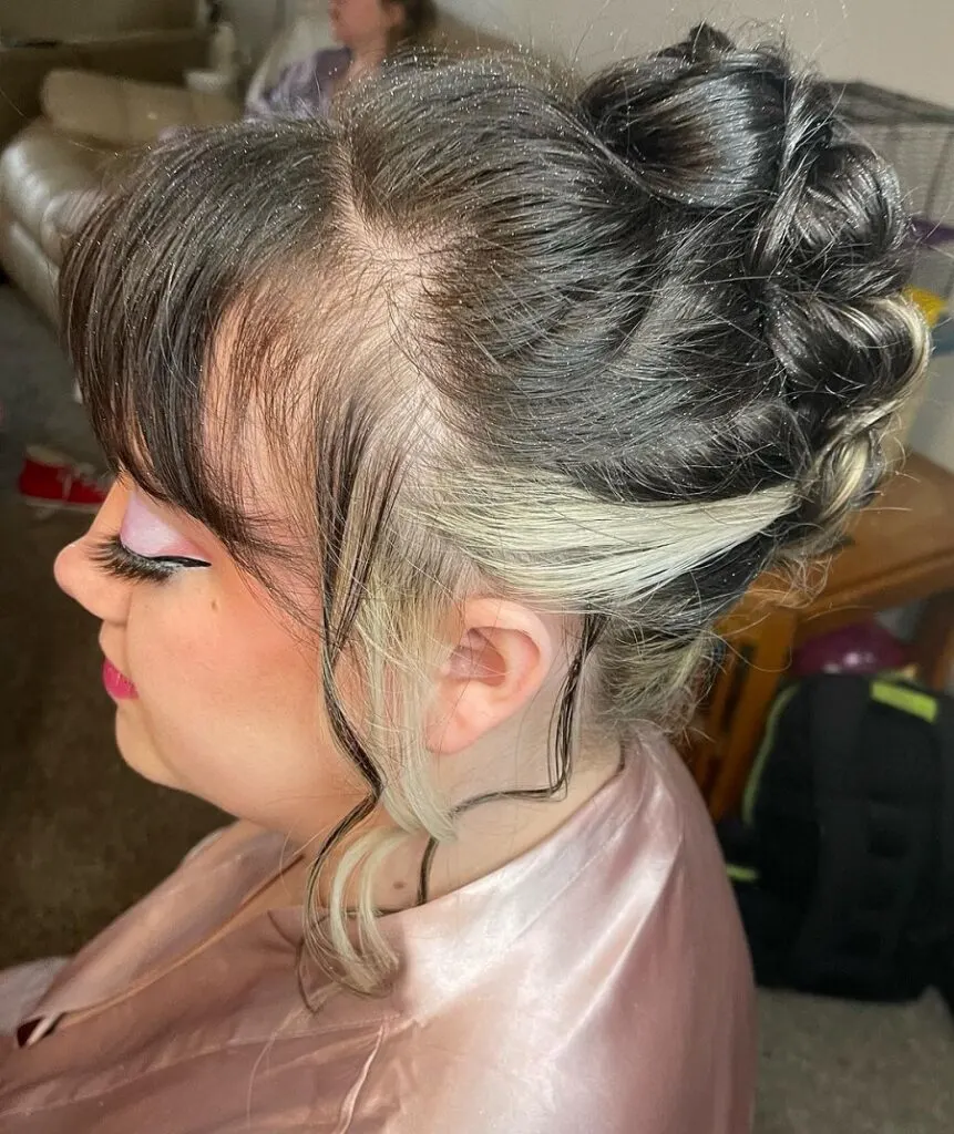 faux hawk updo with bangs