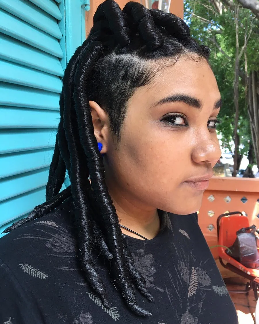 faux locs hairstyle with undercut
