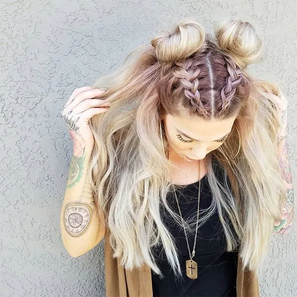 Braided Half Bun Hairstyles for girl