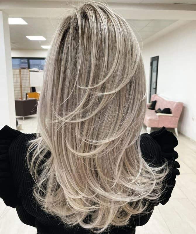 feathered ash blonde hair