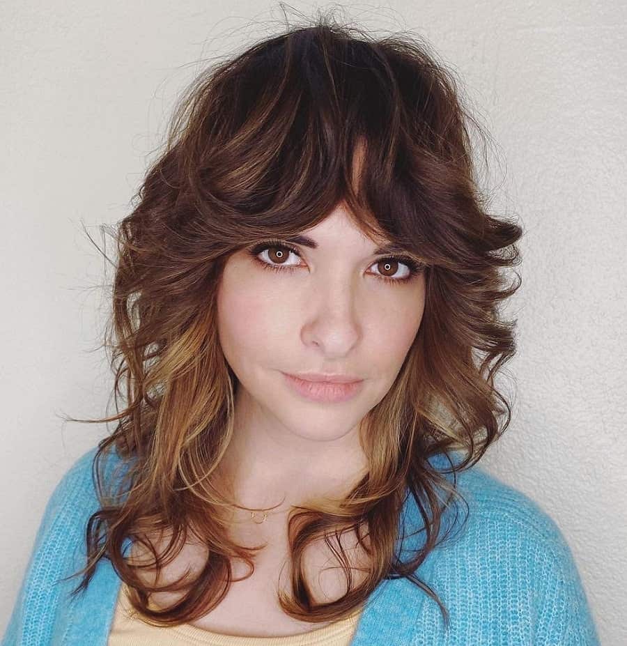 feathered bangs for brown hair