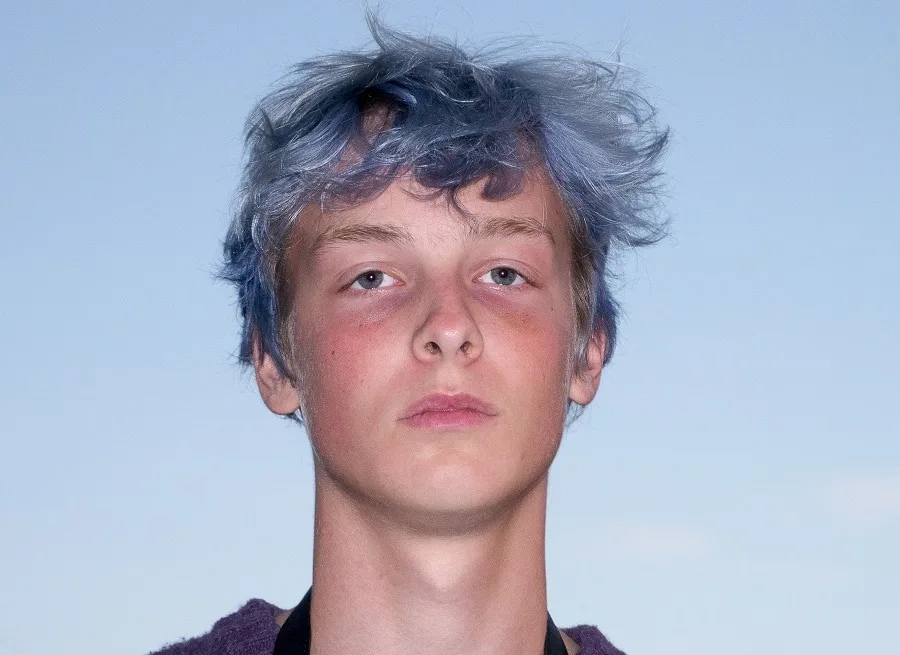 feathered blue hair for men