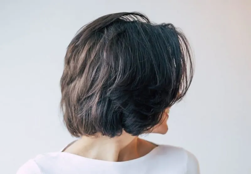 feathered brunette bob