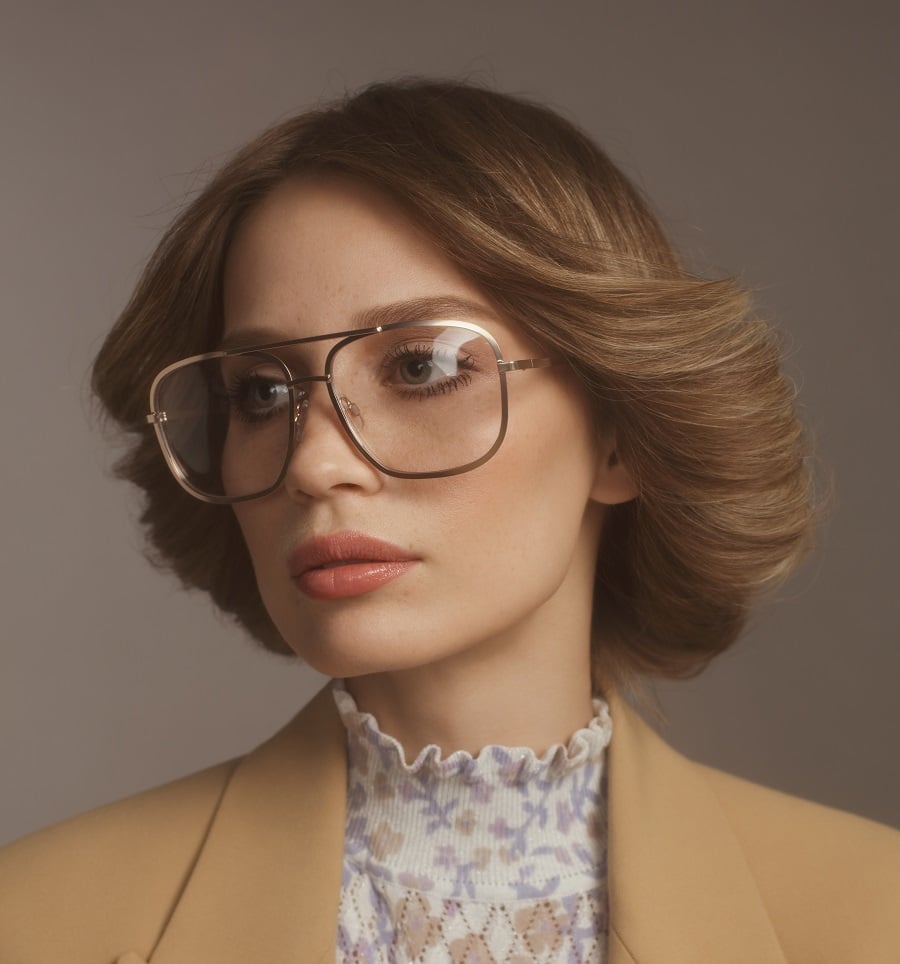feathered bob for women with glasses
