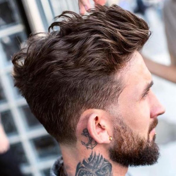 feathered hairstyle with quiff