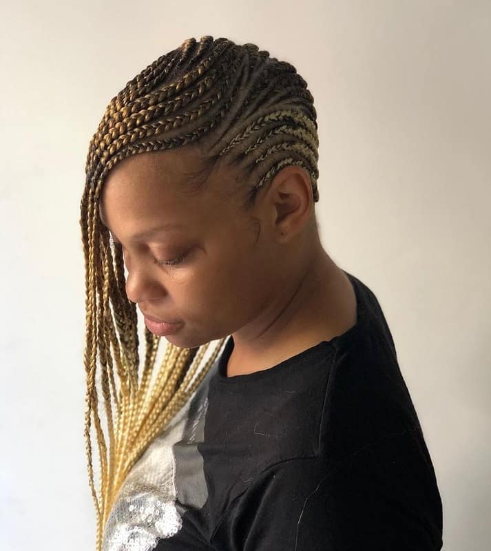 feed in braids to the side