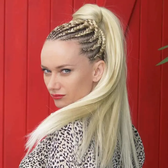 feed in braids with ponytail