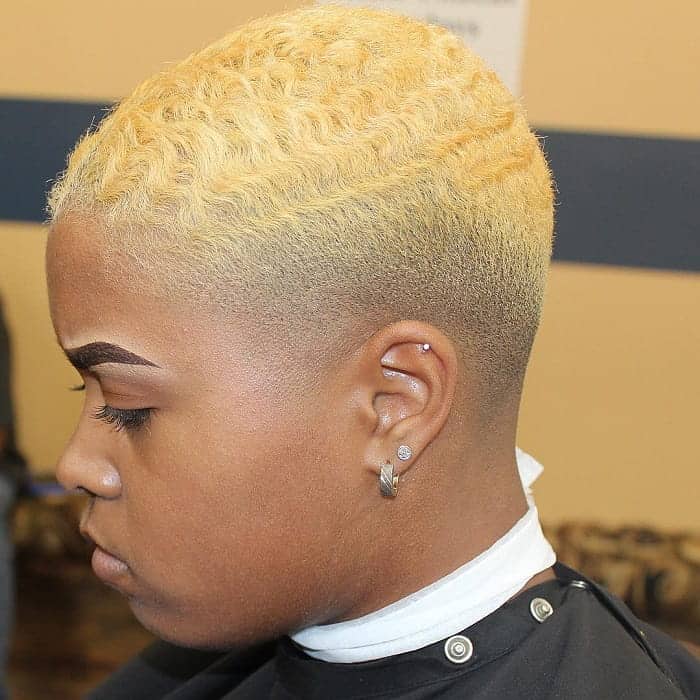 short blonde haircut with fade