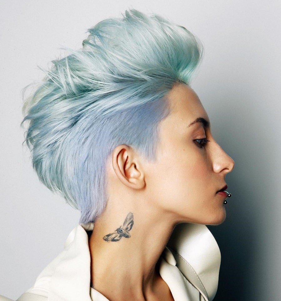 Fake female with blue hair