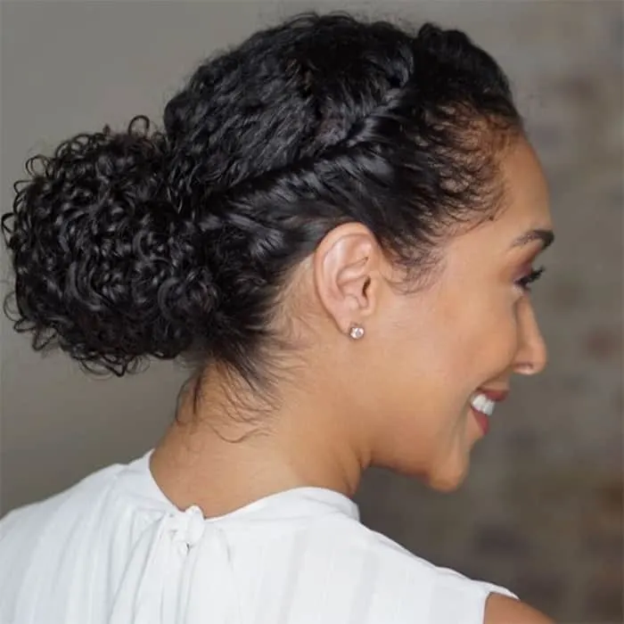 twisted bun for thin curly hair