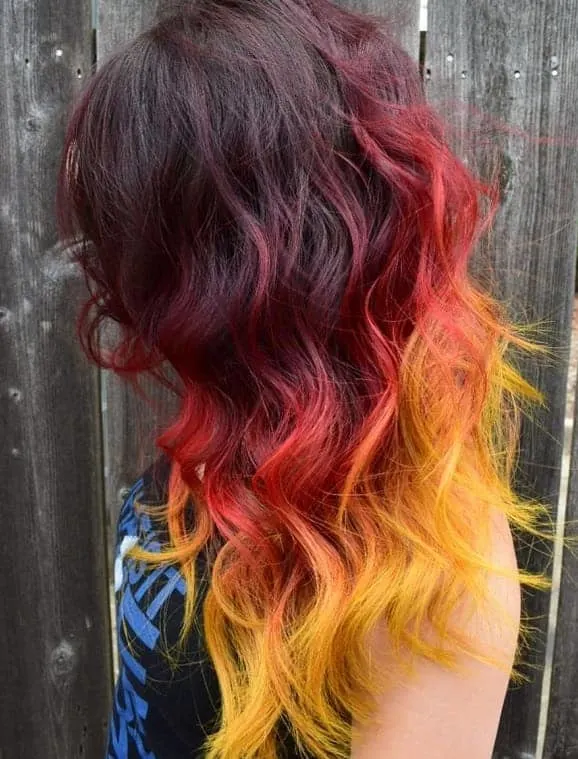 fire ombre on black hair