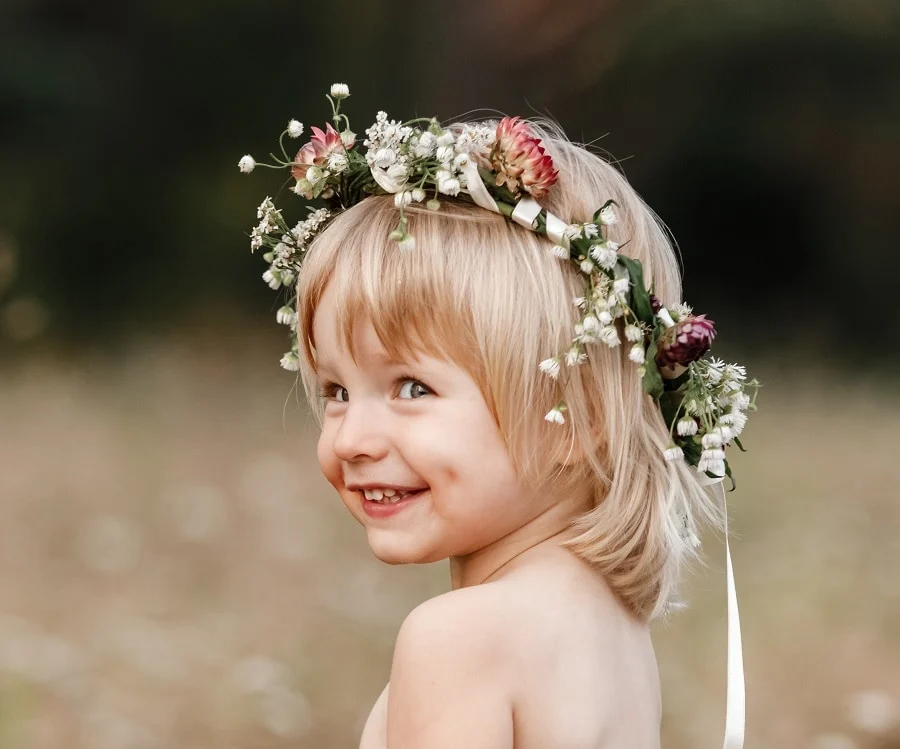 first haircut with flower for baby girls