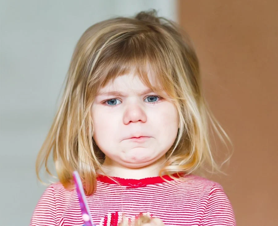 first haircut for baby girl with long hair