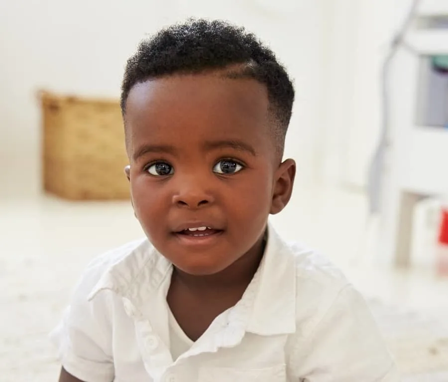 first haircut with design for black baby boy