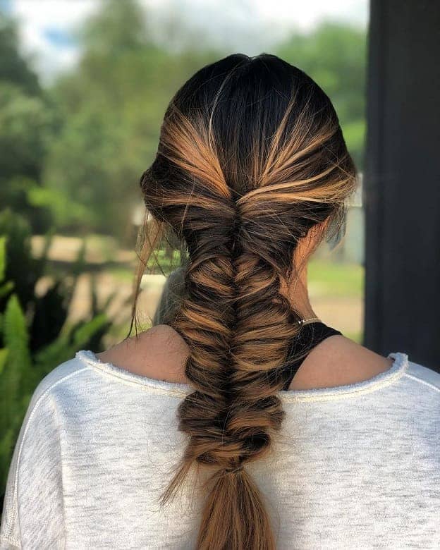 fishtail braid with highlights