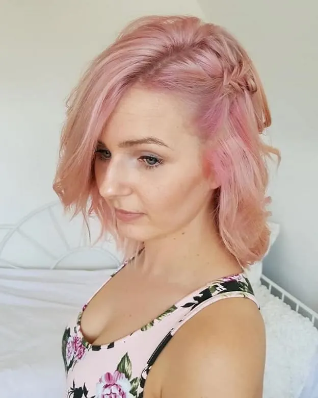 fishtail braid for short pink hair