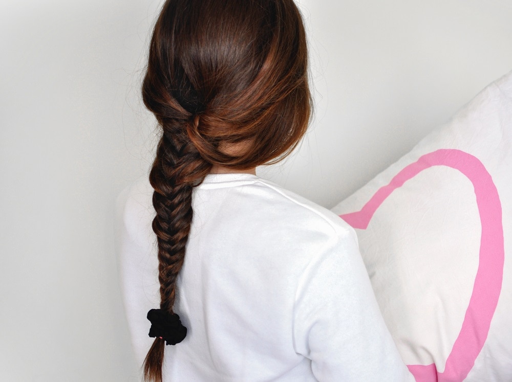 fishtail braid hairstyle to sleep in
