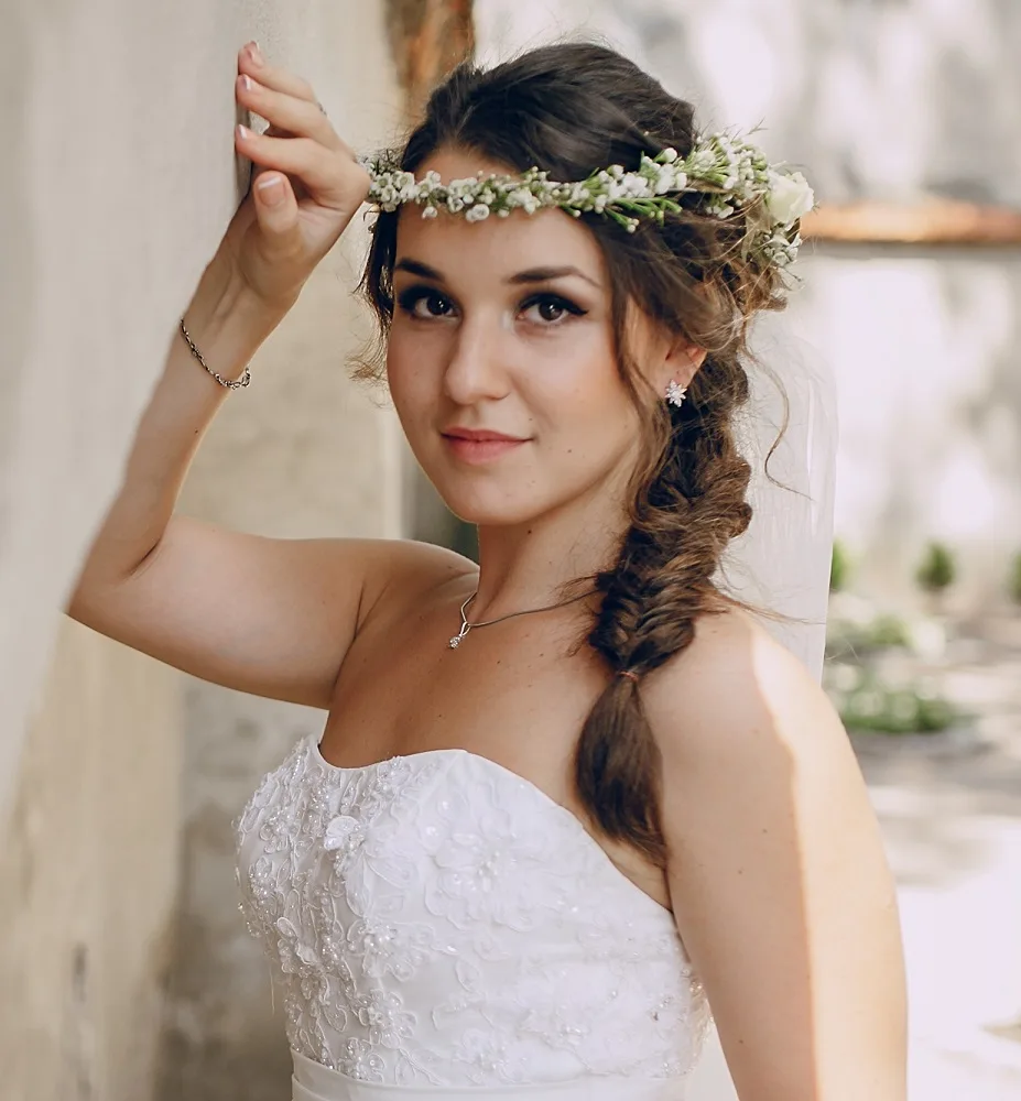fishtail braided country wedding hairstyle