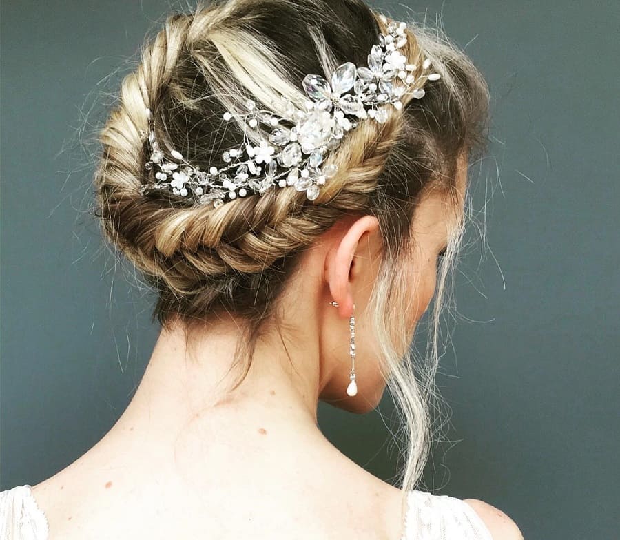 fishtail crown braid for wedding