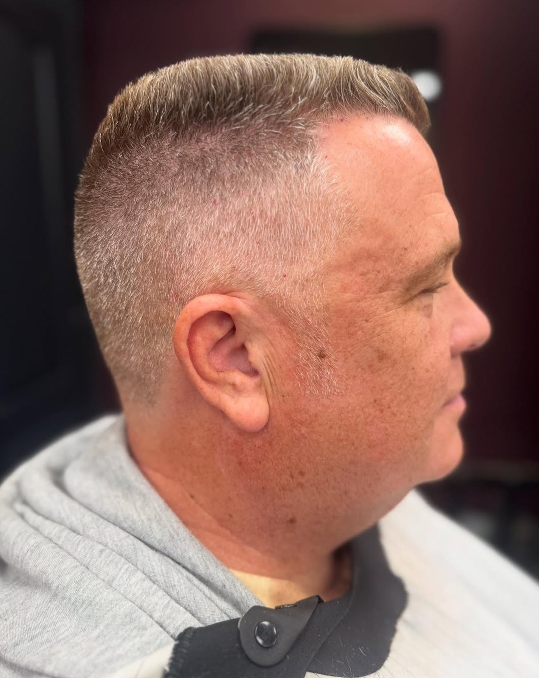Short flat top crew cut fade for older men
