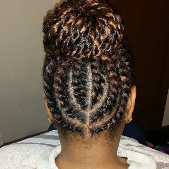 Braided Flat Twist Bun updo