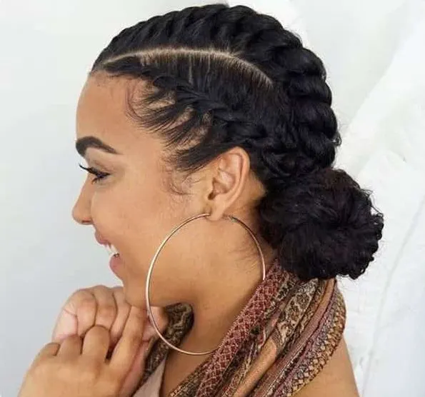 flat twist bun for thick hair