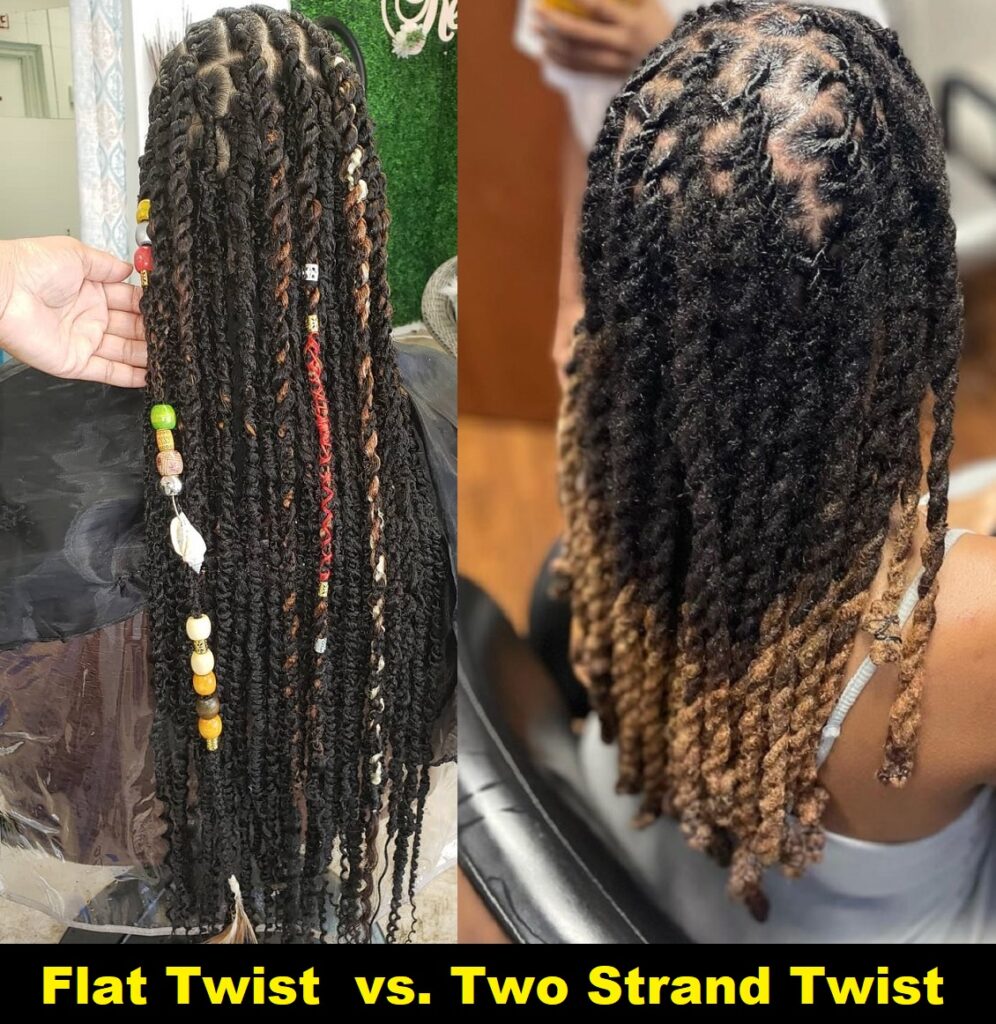 flat twist hairstyle vs two strand twist hairstyle