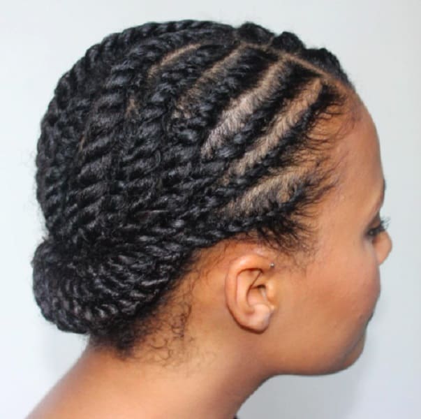 flat twist bun for medium hair