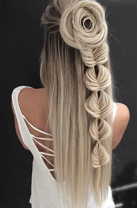 flower braids for long hair