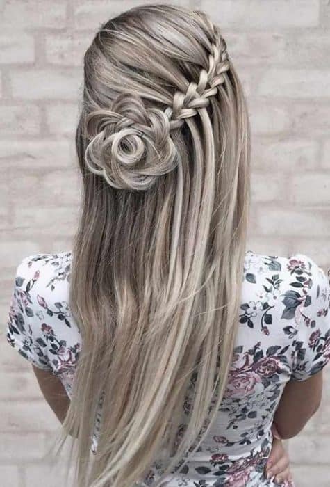 Waterfall Flower Braid Hairstyle