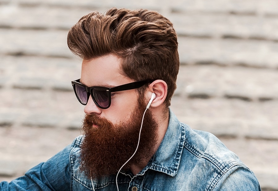 fluffy hairstyle for men with beard