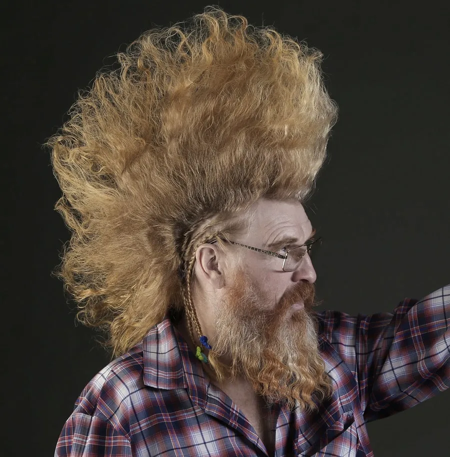 fluffy mohawk with glasses